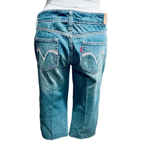 Levis 515 Capri Women's Pants Blue Jeans Stretch Cropped Denim Size 14 - Picture 7 of 11